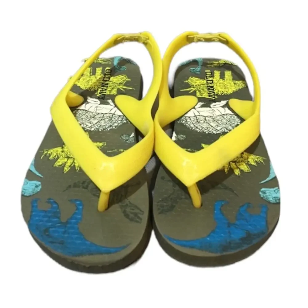 Old Navy Dino Sandals, Gray, Yellow, Kids Size 6